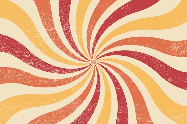 Vector retro groovy background vintage swirl rays wallpaper and backdrop