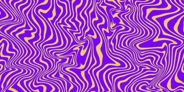 레트로 그루비 배경 물결 모양의 빈티지 사이키델릭 벽지 60년대 Trippy 패턴 커버 포스터