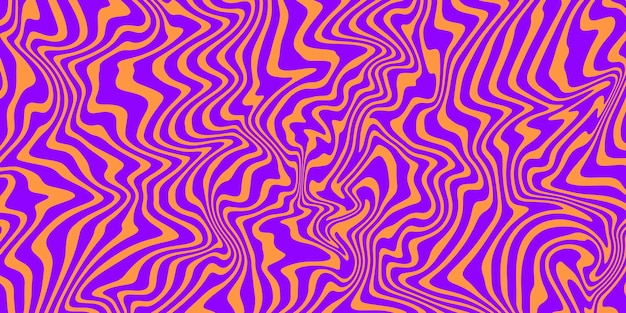 Vector retro groovy background wavy vintage trippy psychedelic wallpaper purple yellow liquid texture