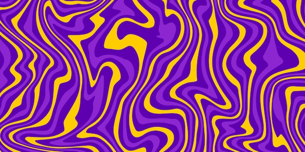 Retro groovy background Wavy vintage trippy psychedelic wallpaper Purple yellow pattern cover