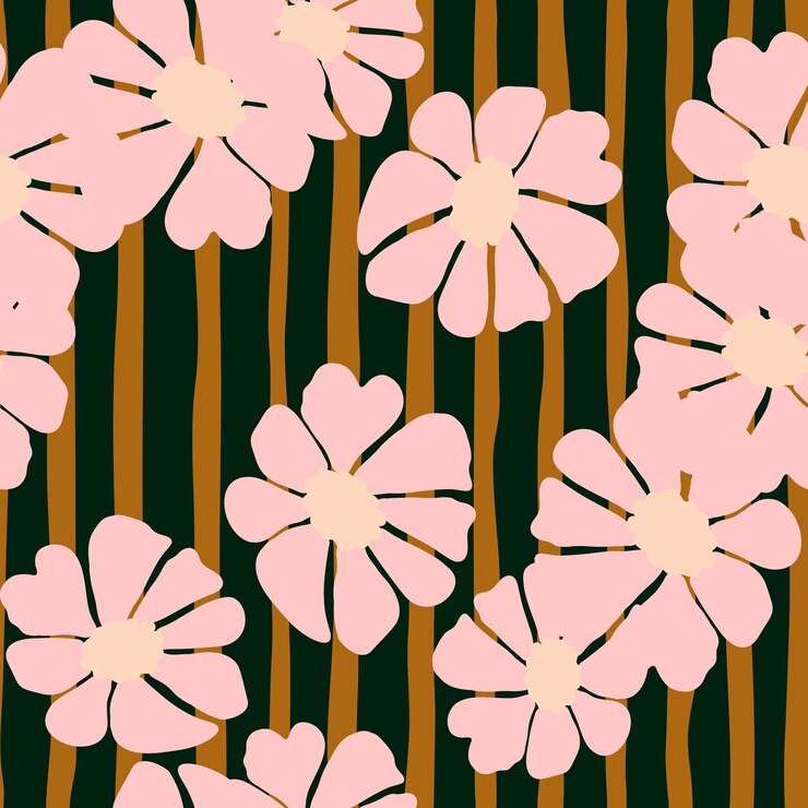 Retro groovy bloemen naadloos patroon Vintage bloemen achtergrond Abstract gestileerd botanisch behang Ontwerp voor stof textiel afdruk verpakking papier mode interieur omslag illustratie