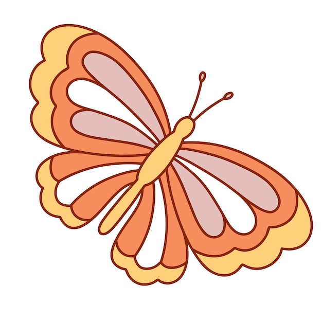 Retro groovy butterfly. Vector illustration