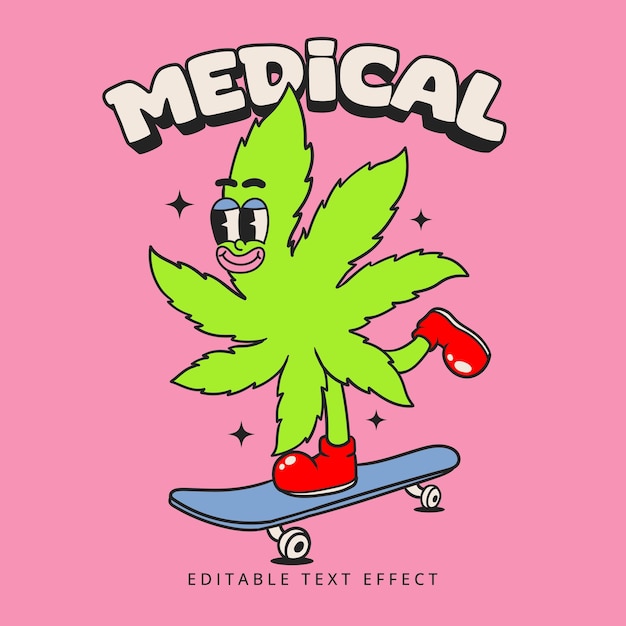 Retro groovy cartoon character cannabis cartoon character