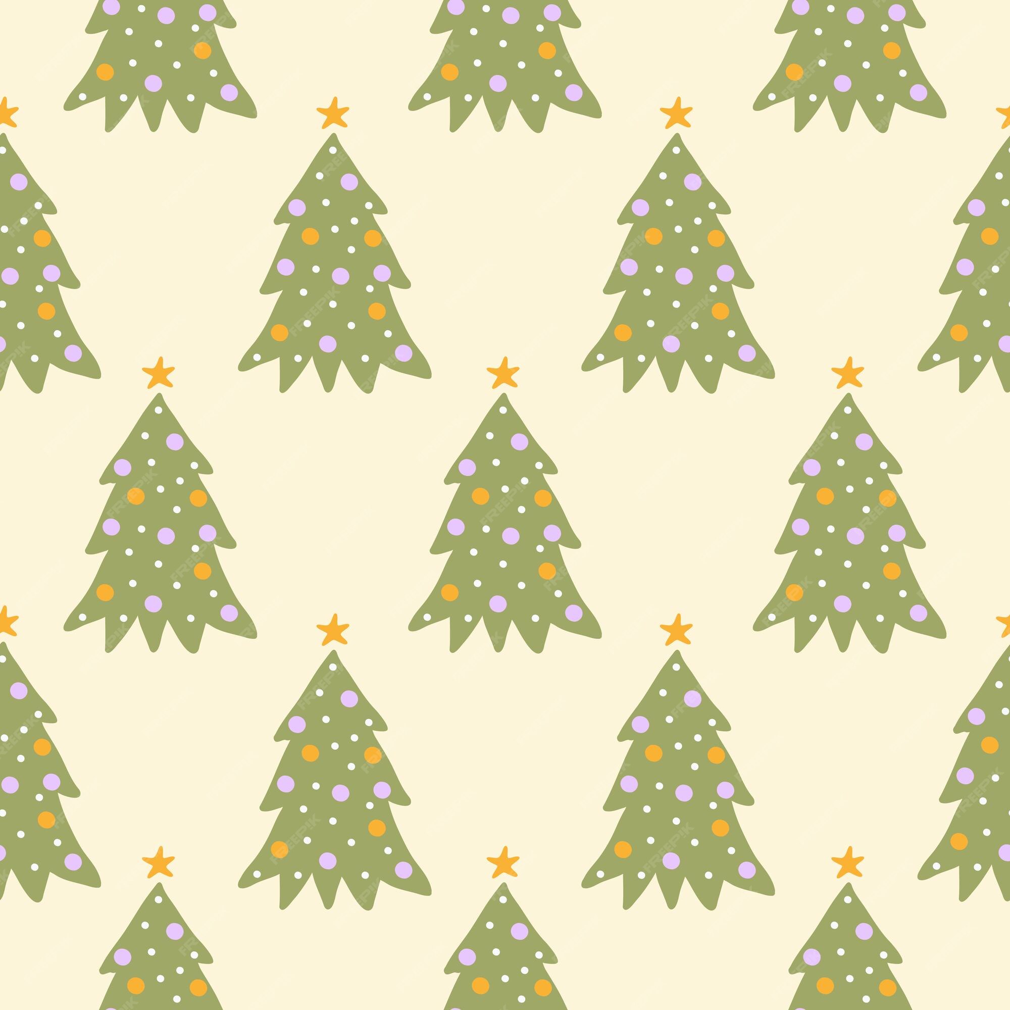 Premium Vector | Retro groovy christmas tree vector seamless ...