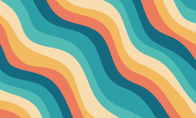 Retro groovy colorful wavy pattern background