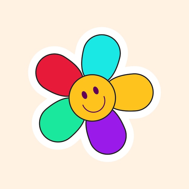 Retro groovy flower Colorful vector illustration in vintage style Vector illustration concept