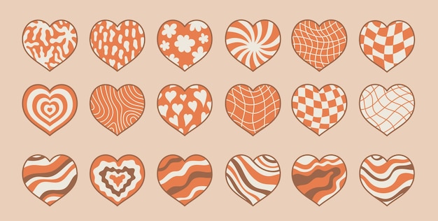 Retro Groovy Hearts set