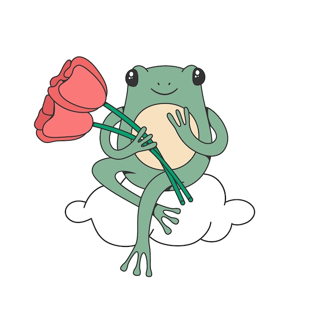 Vector retro groovy toad character