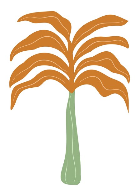 Vector retro groovy tropic palm summer hand drawn palm tree