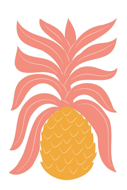 Retro groovy tropic palm zomer handgetekende ananas