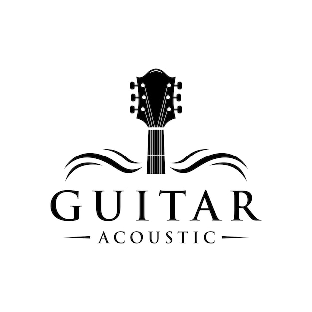 Vector retro guitar music logo design logo for acoustics bars typography and nightclubs