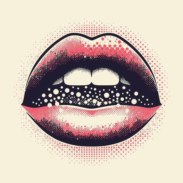 Vector retro halftone vector abstract female lips