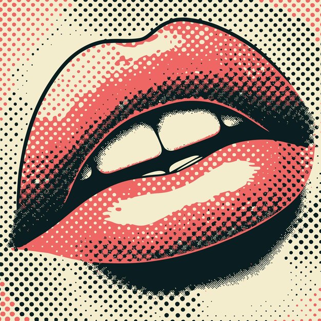 Vector retro halftone vector abstracte vrouwelijke lippen