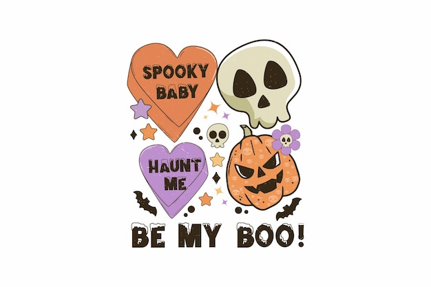 レトロなハロウィーンのカボチャの昇華 Be my Boo