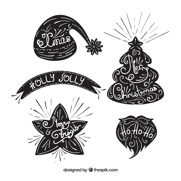 Vector retro hand drawn christmas elements