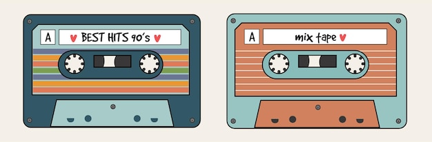 Retro hand drawn tape cassette