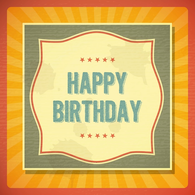 Vector retro happy birthday card