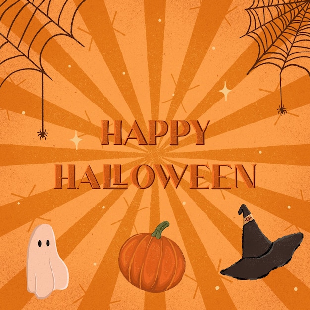 Vector retro happy halloween-illustratiebehang