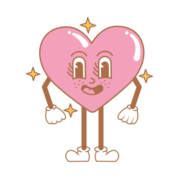 Vector retro heart character