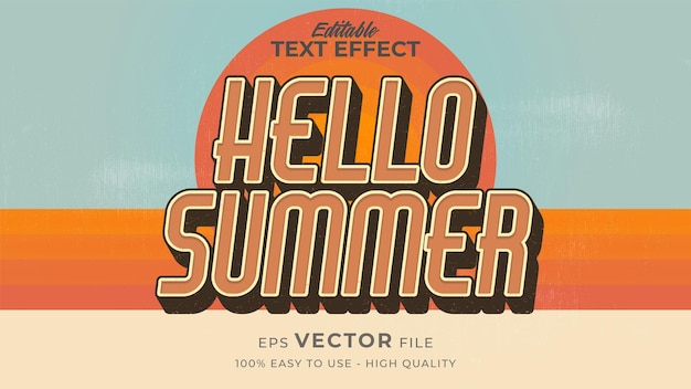 retro hello summer text in grunge style theme