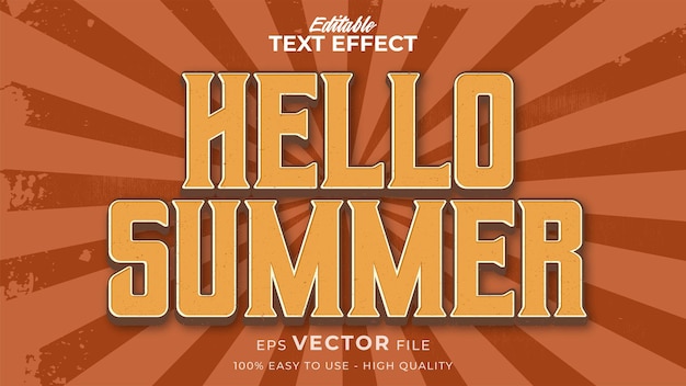 retro hello summer text in grunge style theme