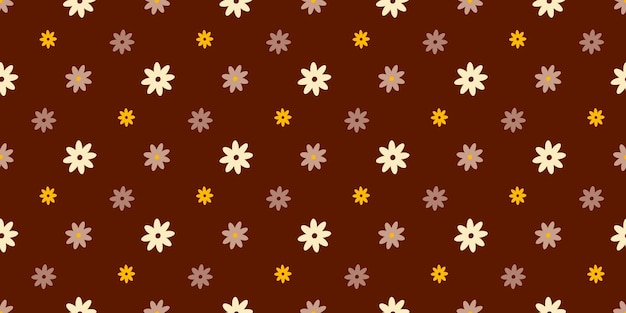 Retro hippie flowers boho seamless pattern floral modern pattern 60s