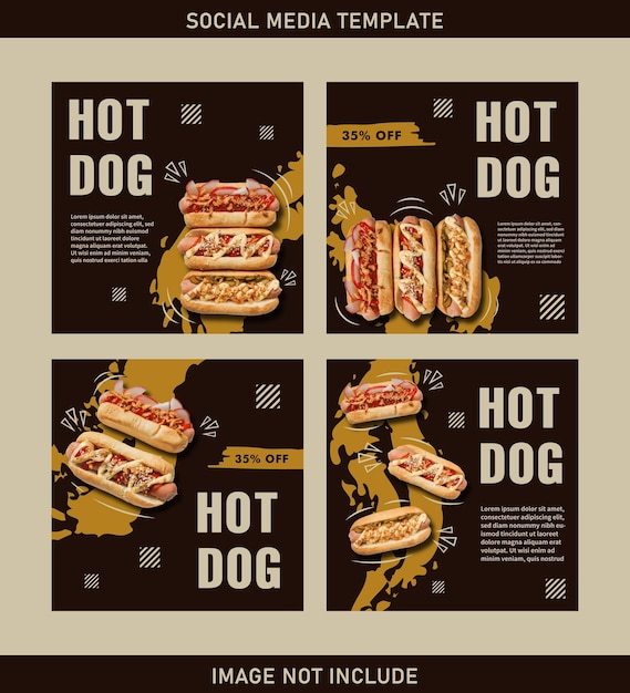 Retro hot dog menu template set