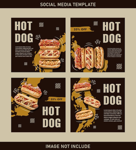 Retro hotdog menu sjabloon set