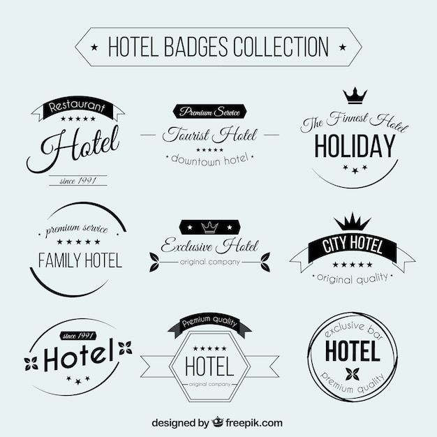 Retro hotel badges collection