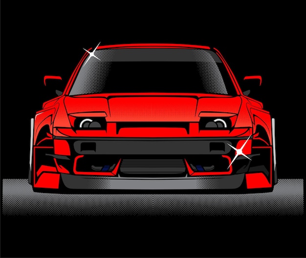 Retro iconic japanese drifting car in illustration vector