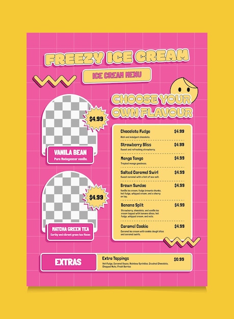 Retro ijs menu-poster