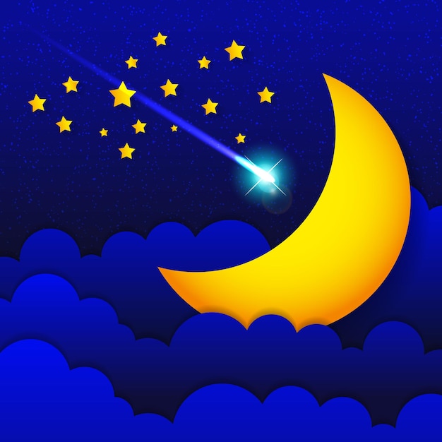 Retro illustration moon wishing good night. EPS10 vector.