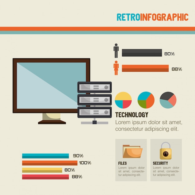 레트로 infographic 디자인