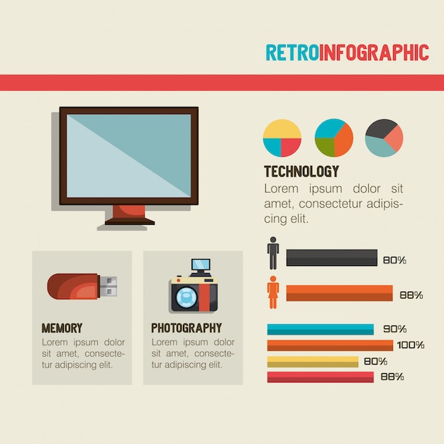 레트로 infographic 디자인