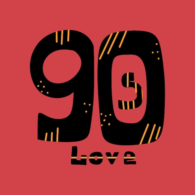 Retro inscriptie liefde 90s Vector illustratie in vlakke stijl