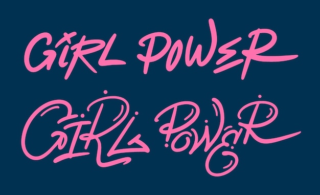 Vector retro inspirational girl power slogan print in graffiti urban street style