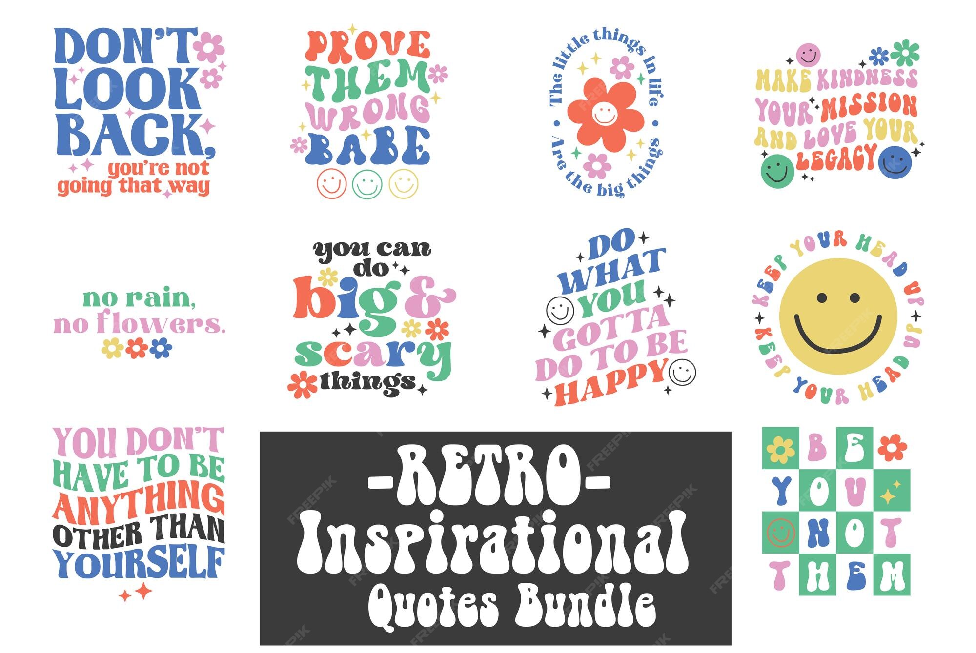 Premium Vector Retro Inspirational Quotes Bundle