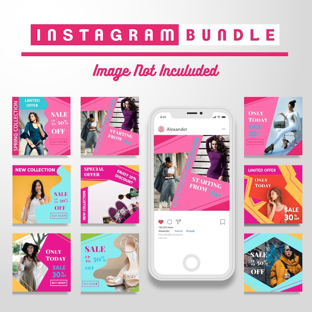 Vector retro instagram fashion post template