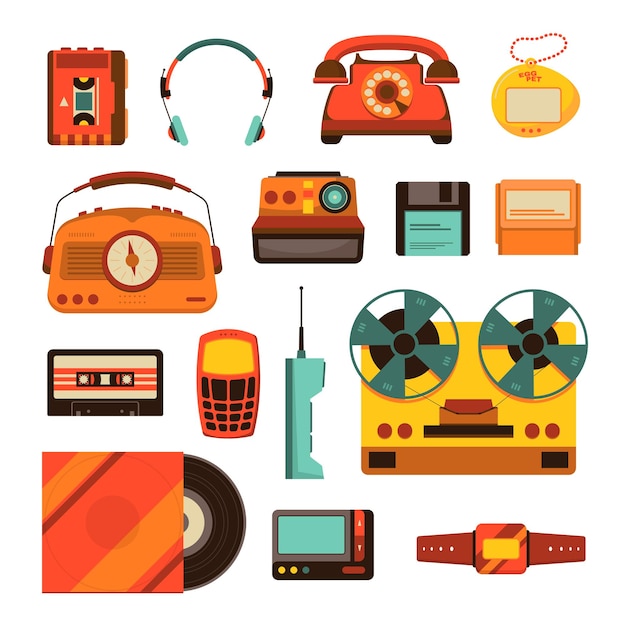 Retro Items Icon Set