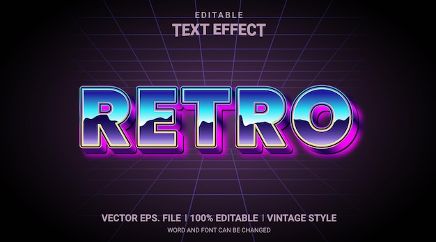 Vector retro jaren 90 neon gloed 3d-stijl bewerkbare teksteffect vector