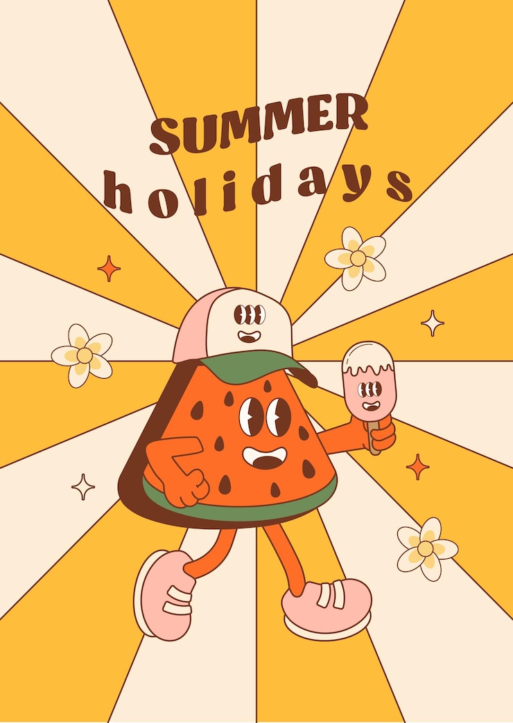 Vector retro karakter zomer poster