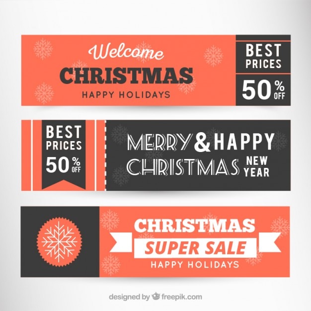 Vector retro kerst banners pakken