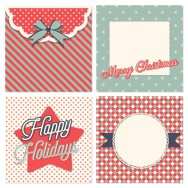 Retro Kerstkaart Vector Pack