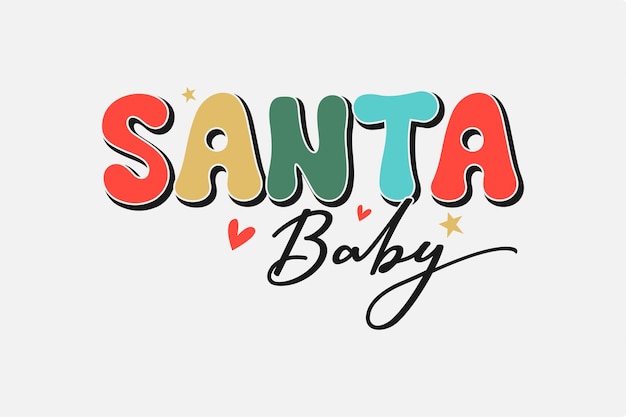 Retro Kerstmis SVG T-shirtontwerp, Santa Baby