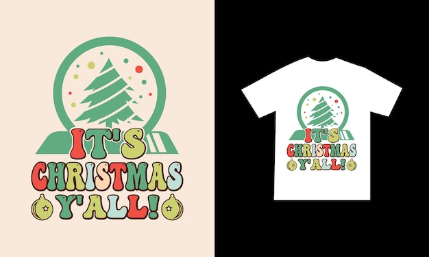 Vector retro kerstsublimatie of kerstt-shirtontwerp