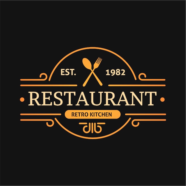 Retro kitchen design restaurant logo