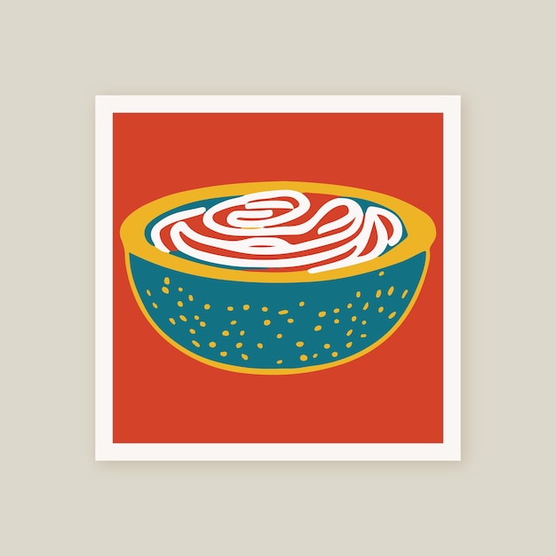 Retro kitchen soup illustration