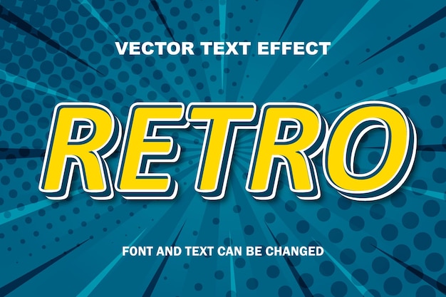 Retro klassieke vintage 3d gele bewerkbare teksteffect lettertype stijlsjabloon