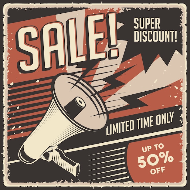 Vector retro klassieke vintage super sale korting poster