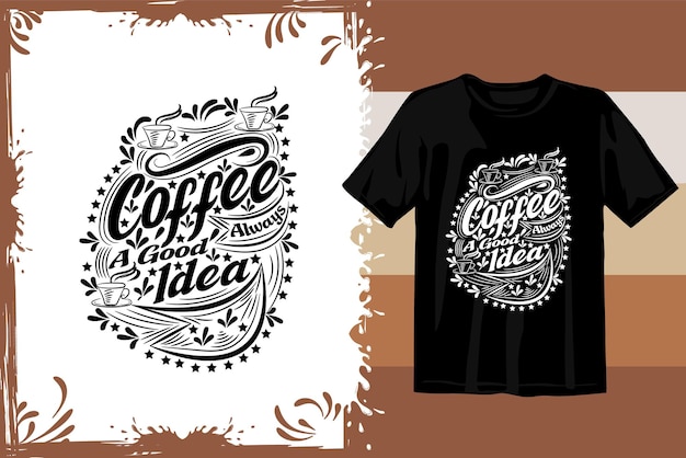 Retro koffie t-shirt ontwerp. golvende koffie svg. typografie koffie ontwerp vectorafbeeldingen